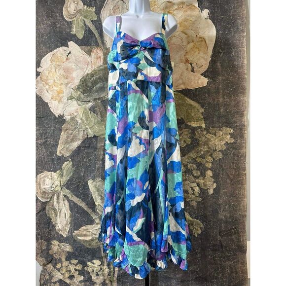 Anthropologie Blue and Purple Midi Dress - Picture 7 of 8